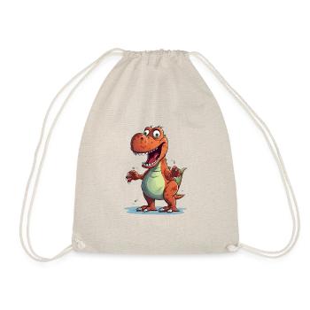 Cartoon of a Tyranosaurus. AI generated - Drawstring Bag - nature - Front