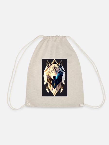 a geometric minimalist wolf forming a strings - Turnbeutel - Natur