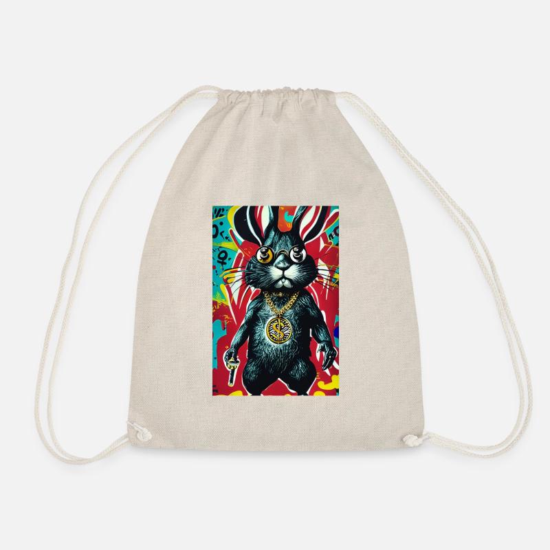 Hase Pop-Art Urban Graffiti Stil - Turnbeutel - Natur