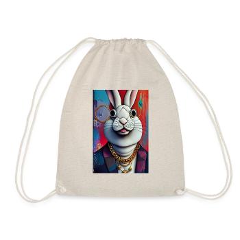 Verrückter Hase im urbanen Stil | Mr. Crazy Bunny - Turnbeutel - Natur - Vorne