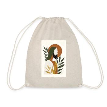 Boho Jesus Wall Art, Digital Download, Boho - Drawstring Bag - nature - Front