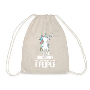 I Like Unicorns And Maybe 3 People - Drawstring Bag - nature - Front