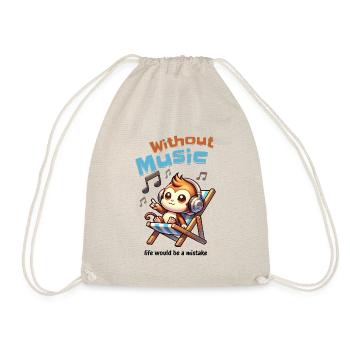 Without Music Monkey - Drawstring Bag - nature - Front