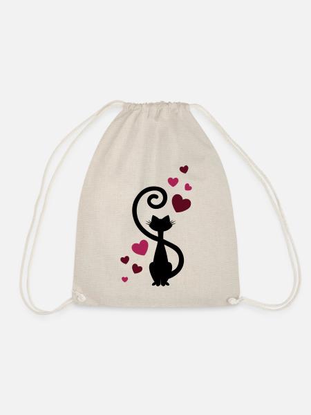 Katze Liebe Verliebt - cat in love - Geschenkidee - Turnbeutel - Natur
