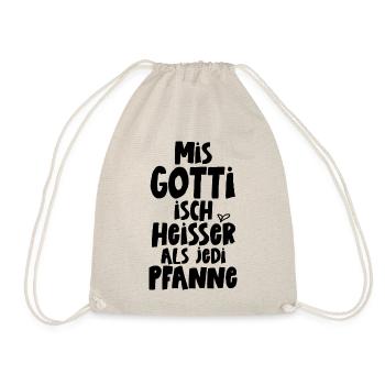 Mis Gotti isch heisser als jede Pfanne Patentante - Turnbeutel - Natur - Vorne