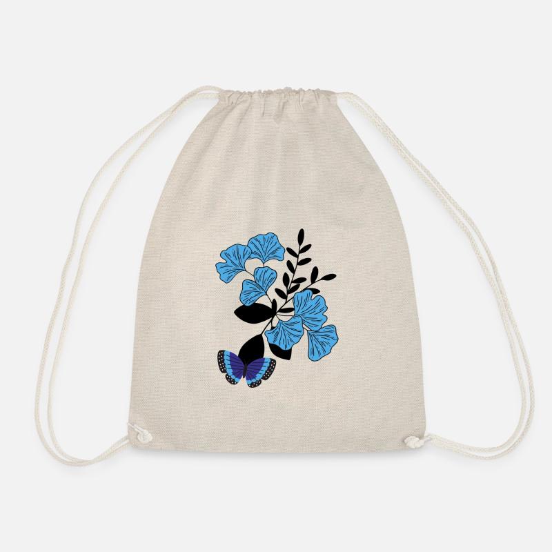 Butterfly on blue flower. - Drawstring Bag - nature