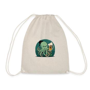 Funny sailor octopus with beer - Drawstring Bag - nature - Front