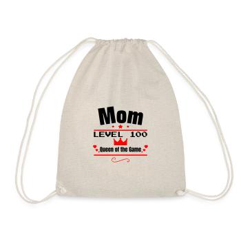 Mom Level 100: Queen of the Game, Mother's Day Gift - Drawstring Bag - nature - Front