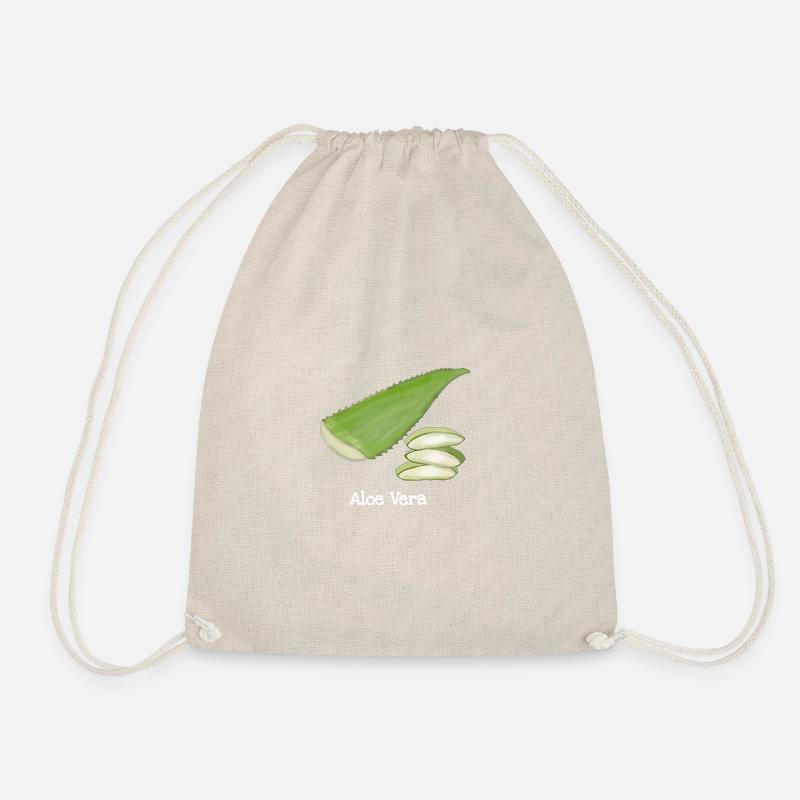 Aloe vera gel plant drawing text lettering - Drawstring Bag - nature