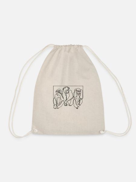 Affe Affen Drei Affen Premium Design Geschenk - Turnbeutel - Natur