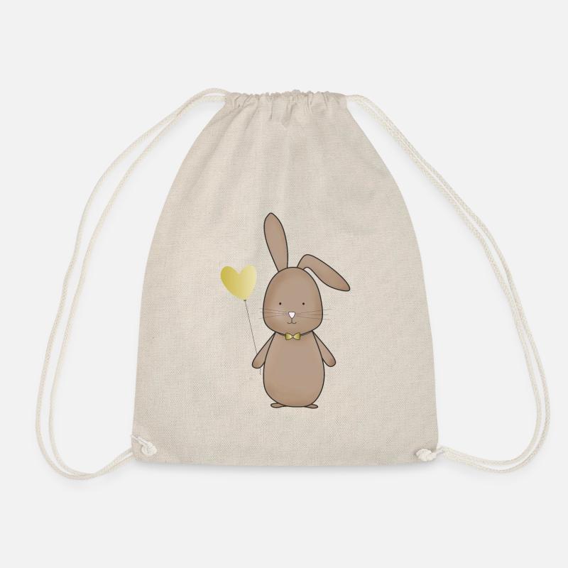 Hase mit Ballon - Turnbeutel - Natur