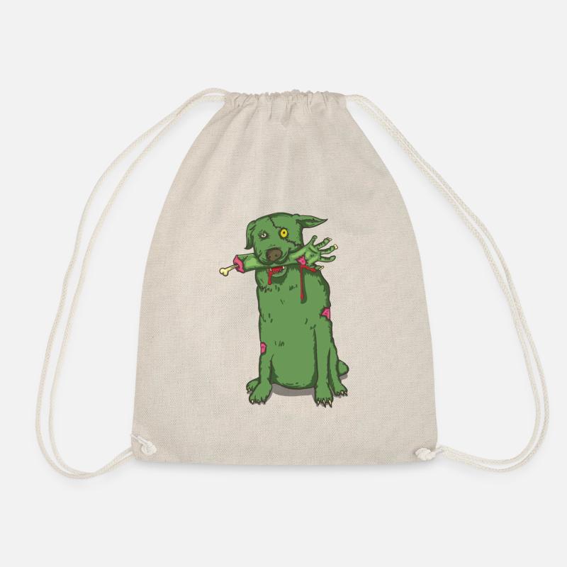 cute zombie dog - Drawstring Bag - nature