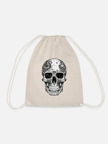 Gruseliger Machinen Totenkopf Schädel im Goth Stil - Turnbeutel - Natur