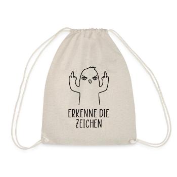 Vogel Erkenne die Zeichen Spruch Humor - Turnbeutel - Natur - Vorne