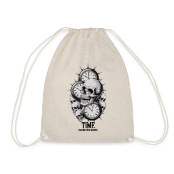 Skulls and Clocks Contemporary Art - Drawstring Bag - nature - Front