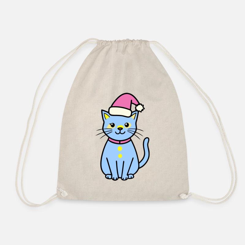 Meowy Christmas - Geschenk mit Katze - Turnbeutel - Natur
