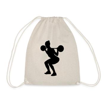 fitness girl silhouette squats - Drawstring Bag - nature - Front