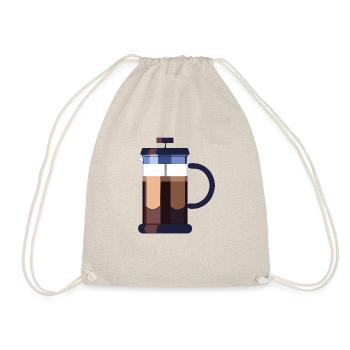 Kaffee Frenchpress Cappuccino Latte Art - Turnbeutel - Natur - Vorne