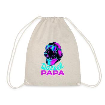 Dackel Papa Synthwave Hund Papa Geschenk Wiener - Turnbeutel - Natur - Vorne