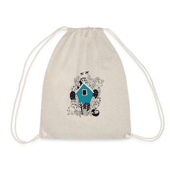 Cottage House in the forest with forest animals In a gift - Drawstring Bag - nature - Front