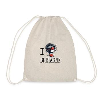 I love Bretagne bretonne amoureuse - Drawstring Bag - nature - Front