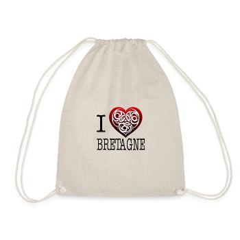I Love Brittany Celtic Tribal Heart - Drawstring Bag - nature - Front