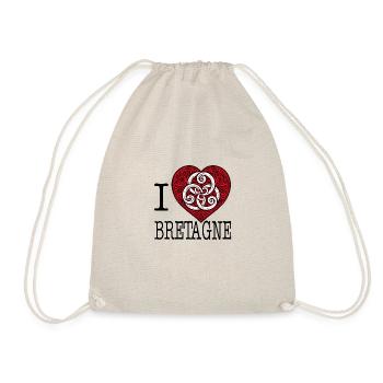 I Love Brittany Celtic Triskel Heart - Drawstring Bag - nature - Front