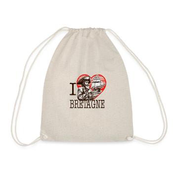 I Love Brittany Heart of an Old Pirate - Drawstring Bag - nature - Front