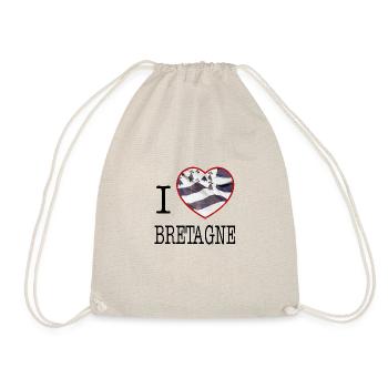 I Love Brittany Heart of Flag - Drawstring Bag - nature - Front