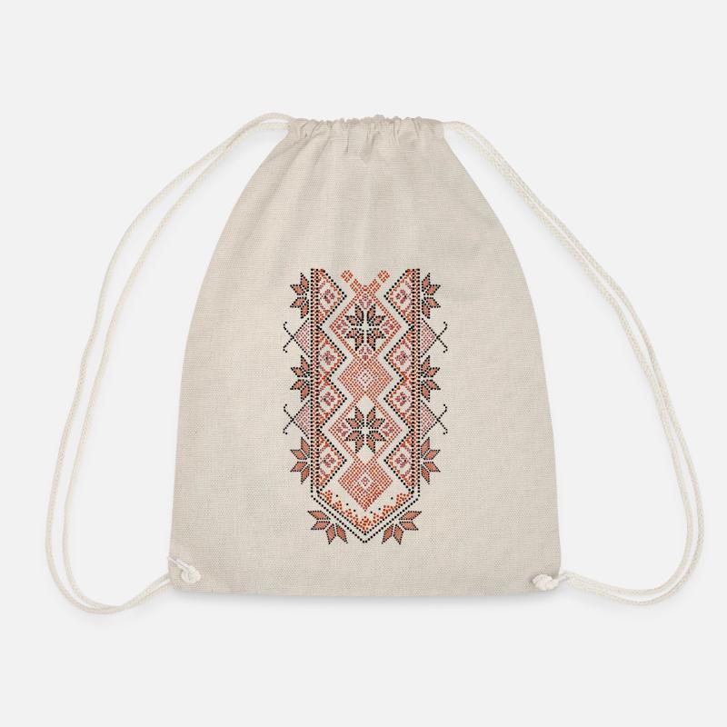 Ukrainisches Stickmuster - Turnbeutel - Natur