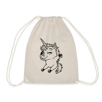 Seated Dabbing Unicorn Girl - Drawstring Bag - nature - Front