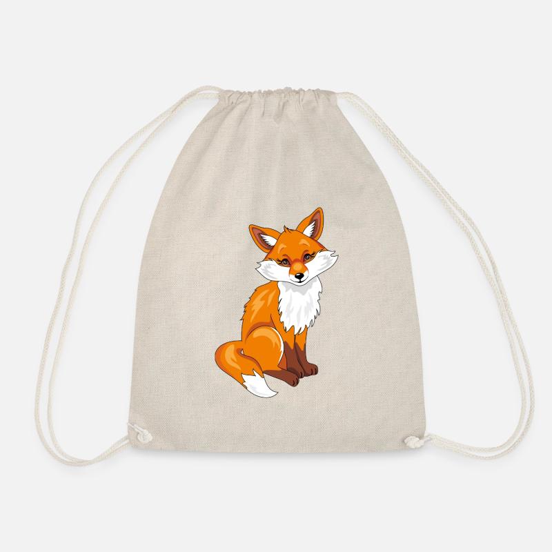 Sitting cute shy fox - Drawstring Bag - nature