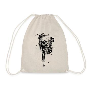 FLORAL SKULL TOTENKOPF USED LOOK - Turnbeutel - Natur - Vorne