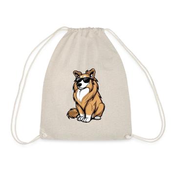 Border Collie Hunde Cool Comic - Turnbeutel - Natur - Vorne