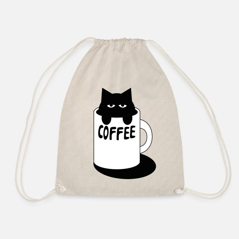 Kaffeekatze, Katze im Kaffeebecher - Turnbeutel - Natur