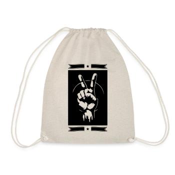 Frieden Hand Zeichen Peace - Turnbeutel - Natur - Vorne