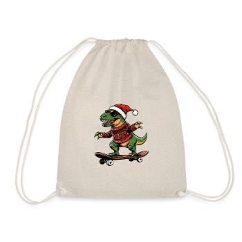 Dinosaur T-Rex Christmas Funny - Drawstring Bag - nature - Front