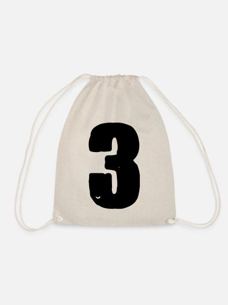 3 Zahl Trikot - Turnbeutel - Natur