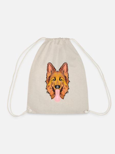 Deutscher Schäferhund Kopf, farbig - Turnbeutel - Natur