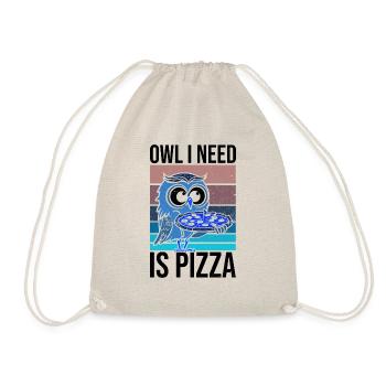 Eule isst Pizza Waldtiere Hobbykoch - Turnbeutel - Natur - Vorne