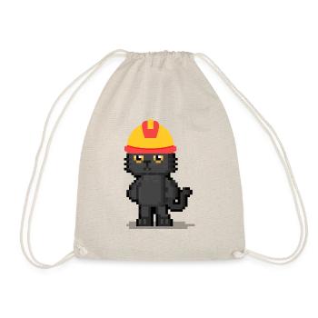 Pixel Cat Cute Cartoon Black Cat Lovers Gifts - Drawstring Bag - nature - Front