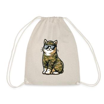 Military Camouflage Cat - Drawstring Bag - nature - Front