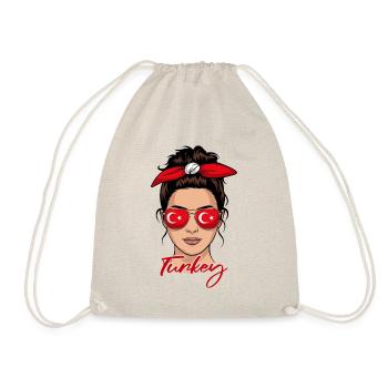 Turkish Girl Woman Flag Turkey - Drawstring Bag - nature - Front