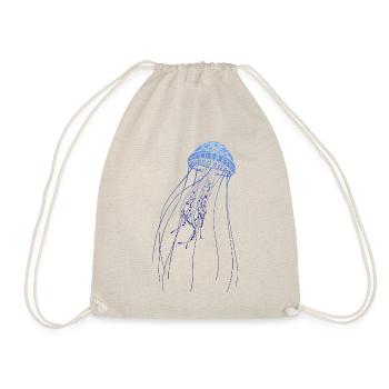 Diving Diver Jellyfish Jellyfish Dive Tattoo - Drawstring Bag - nature - Front