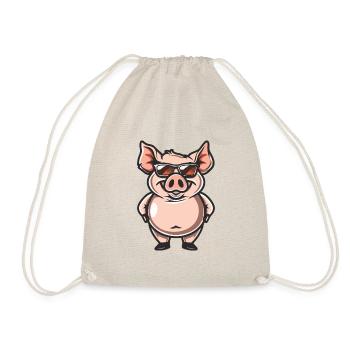 Schwein Cool Comic - Turnbeutel - Natur - Vorne