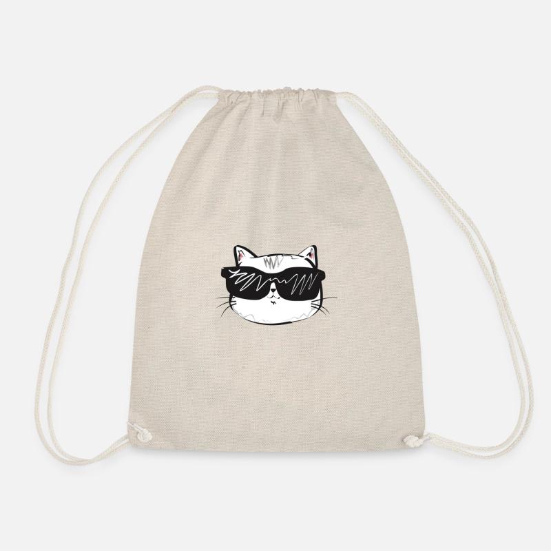 Coole Katze mit Sonnenbrille Idee - Turnbeutel - Natur