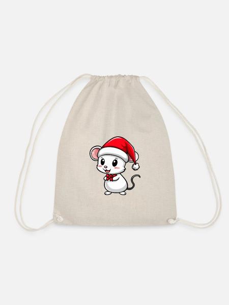 Maus Weihnachten Niedlich - Turnbeutel - Natur