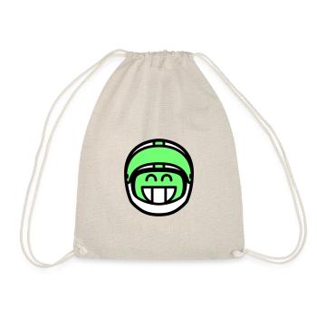 Emoticon Grin with motorcycle helmet (colors can be changed) - Drawstring Bag - nature - Front