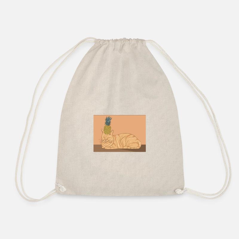Cat with pineapple - Drawstring Bag - nature