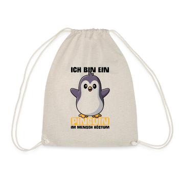 Pinguin Kostüm Penguin Kinder Erwachsenen Geschenk - Turnbeutel - Natur - Vorne